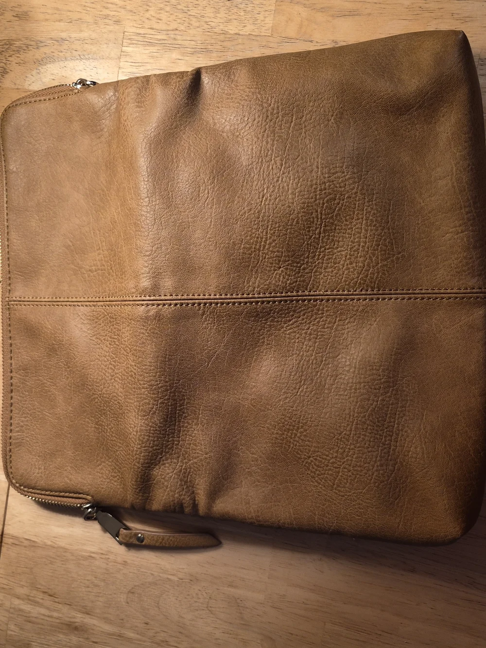 Tan Leather Zip Clutch Purse